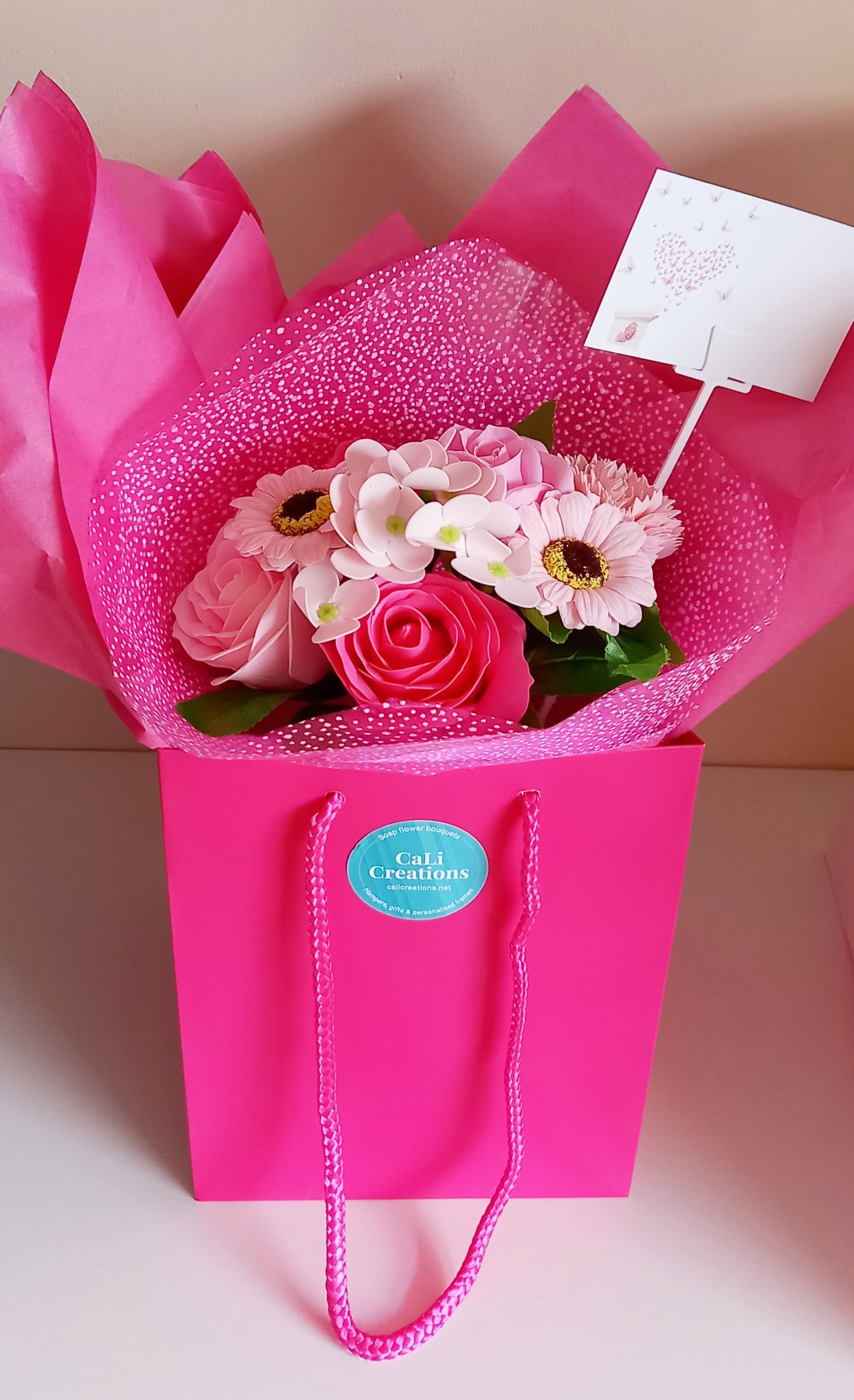deep pink flower bag