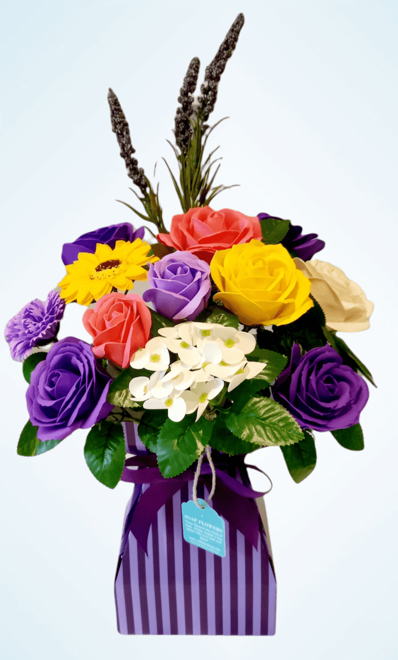 Standard Soap flower Bouquet in Transporter vase Shop online CaLi