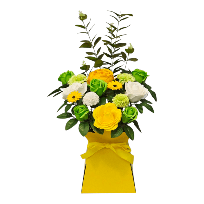 yellow and green transporter vase
