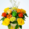 yellow orange and peach transporter vase