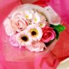 pink boxed flowers