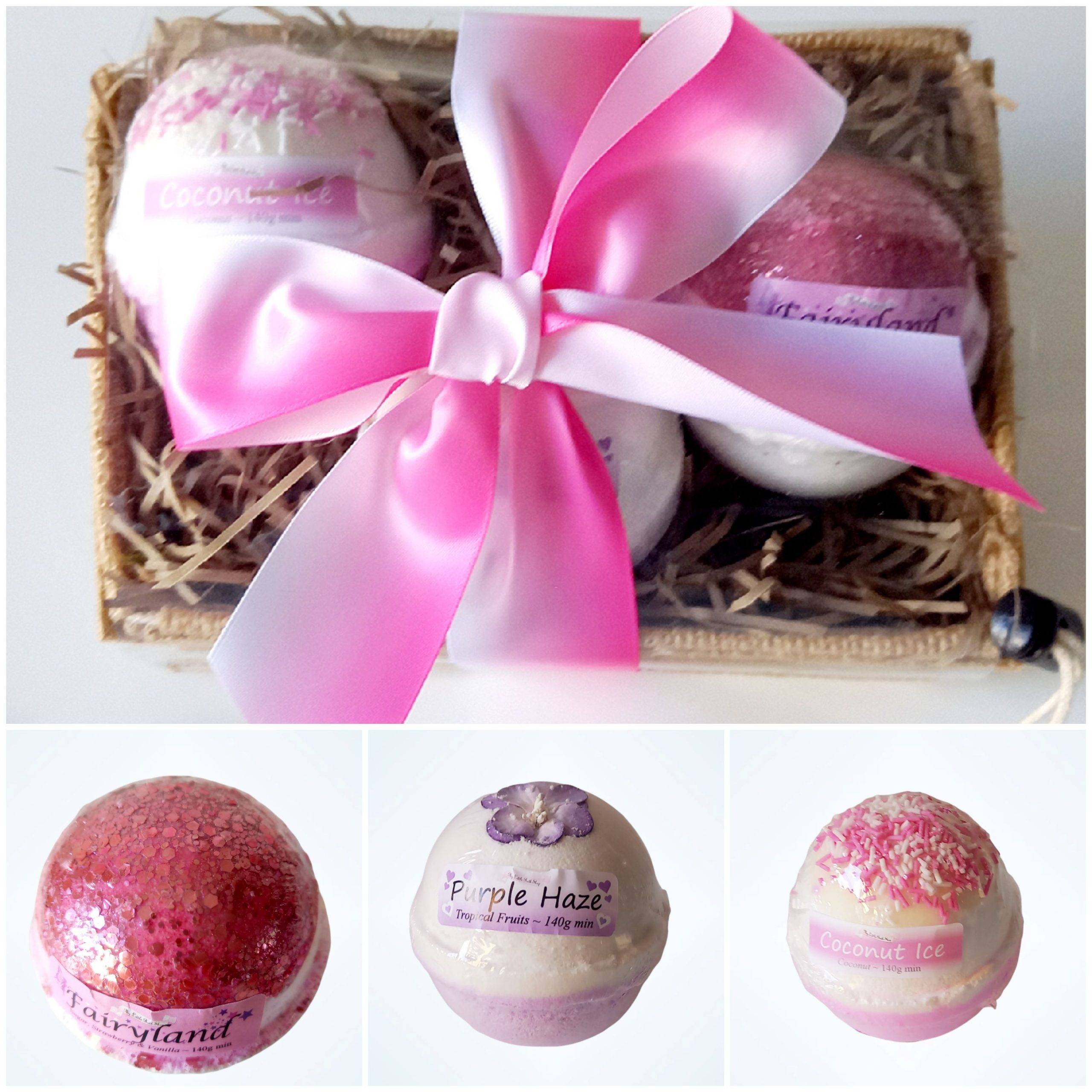 pink bath bomb gift set