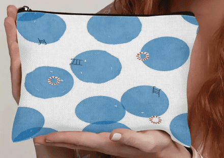 blue pool makeup bag