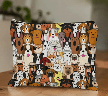 dogs in a crowd makeup bag