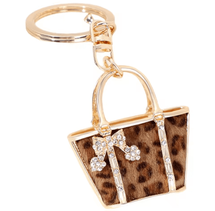 key ring leopard print bag