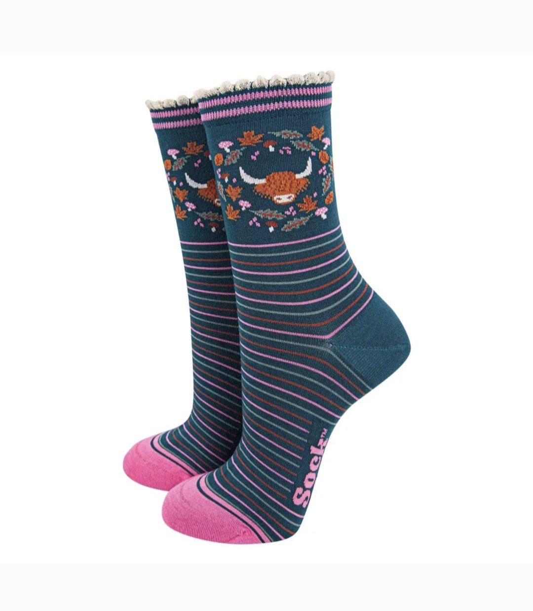 striped highland cow socks